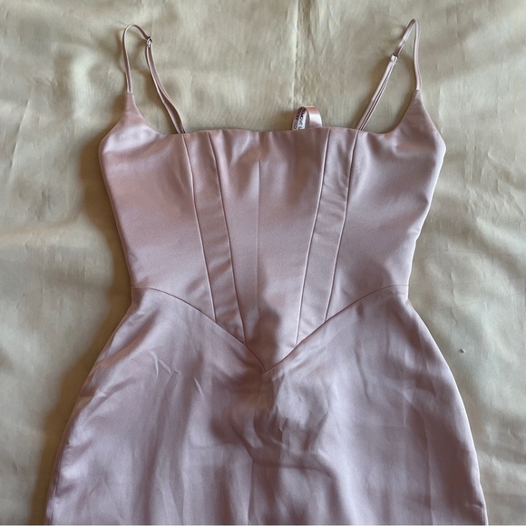 NEW! House of CB- Baby Pink Olivette Crystal Satin Corset Maxi Dress Size Small - Picture 3 of 11